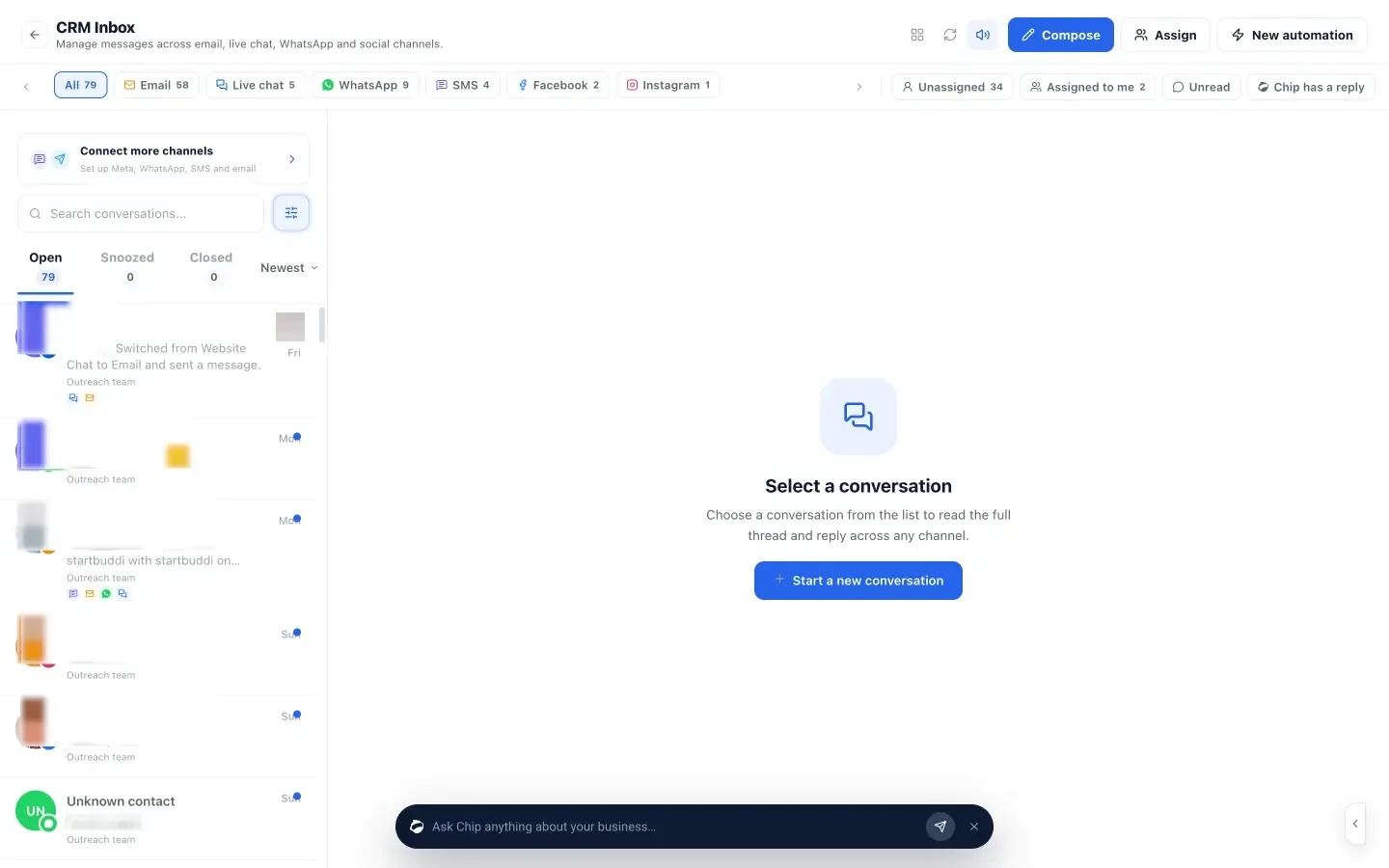 startbuddi: One inbox for email, WhatsApp and chat