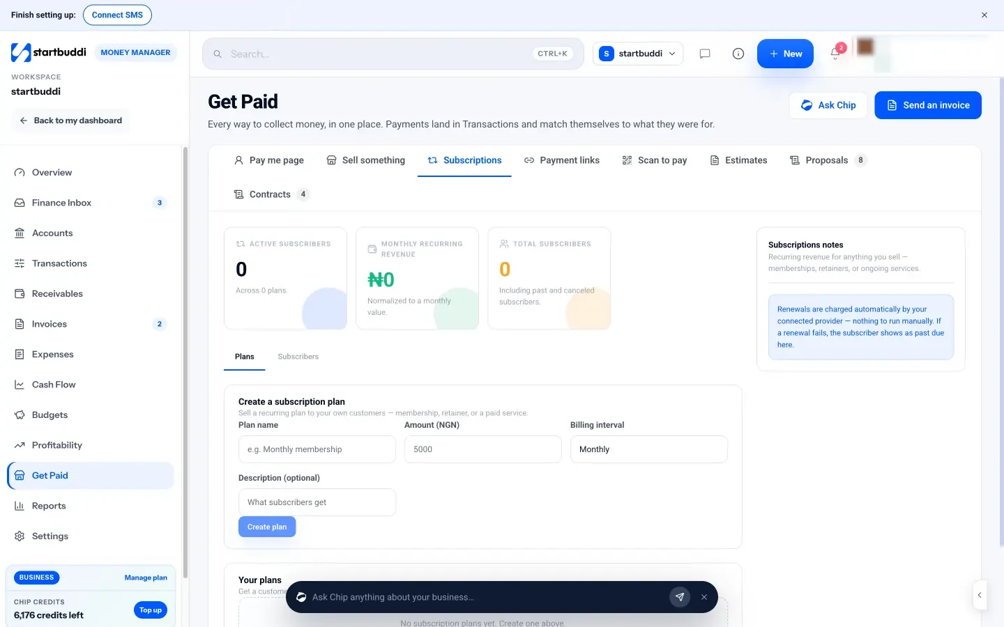 startbuddi: Subscriptions: active subscribers, monthly recurring revenue and your plans