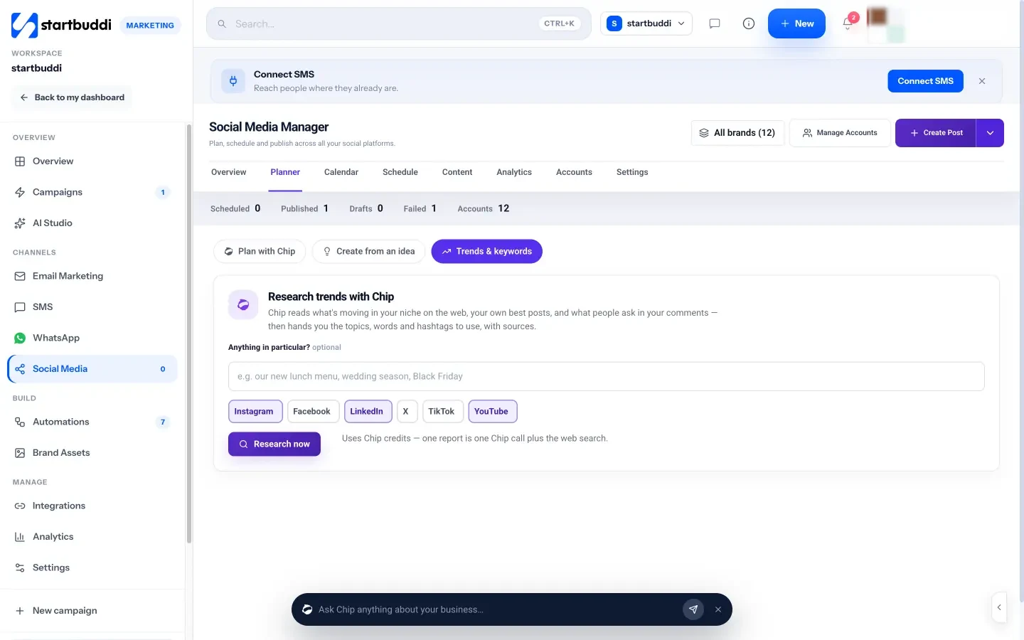 startbuddi: Trends and keywords research, with the words people use and the questions they ask in your niche