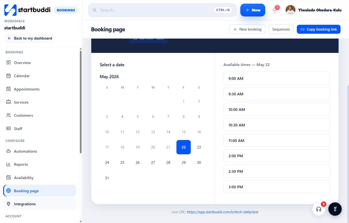 Booking pages