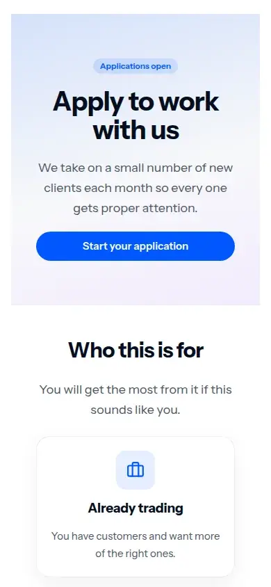 Application template on a phone