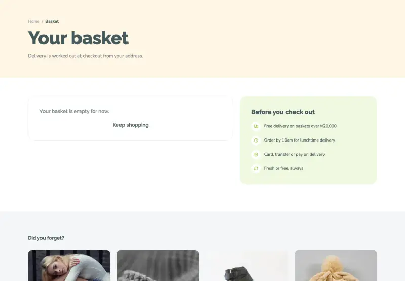 Basket, Basket page