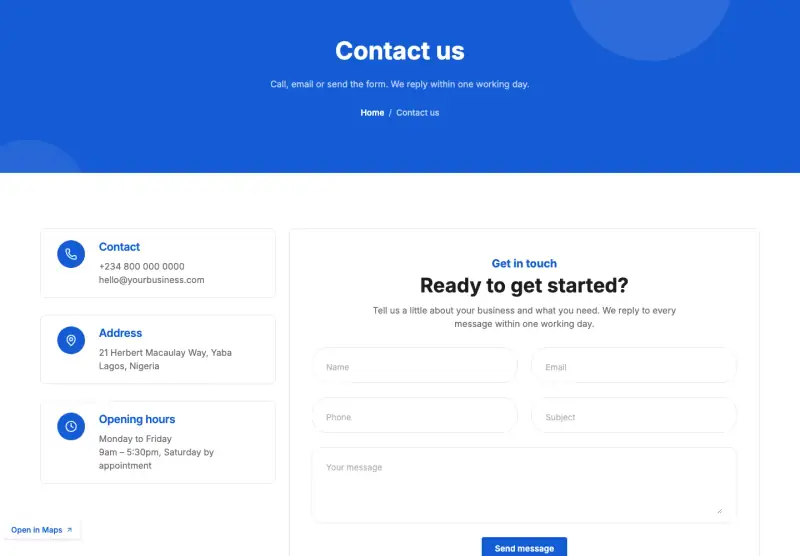 Beacon, Contact page