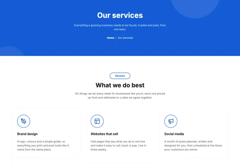 Beacon, Services page