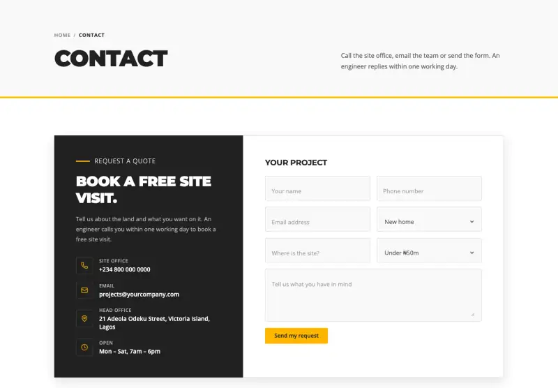 Bedrock, Contact page