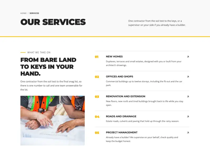 Bedrock, Services page