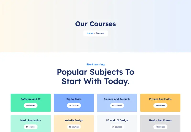 Campus, Courses page