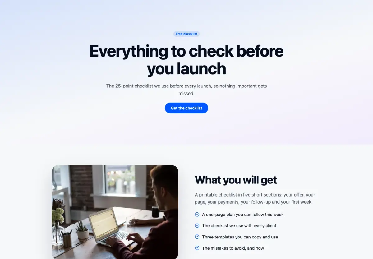 Preview of the Checklist: centred template