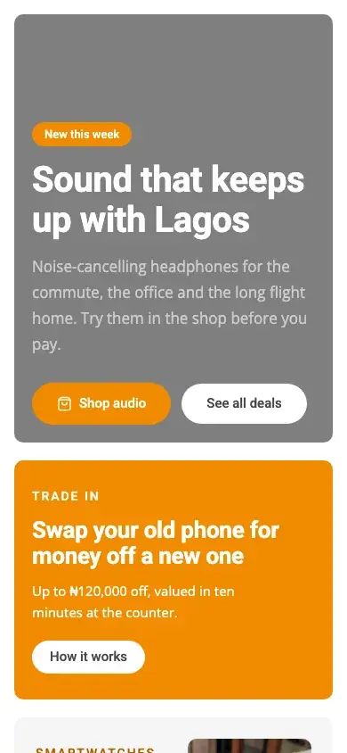 Circuit website template on a phone