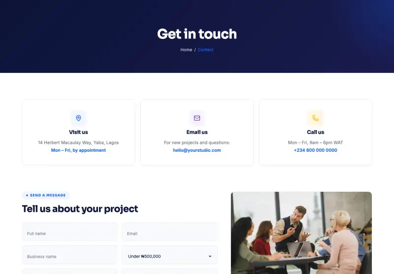 Cobalt, Contact page