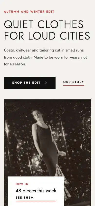 Drape website template on a phone