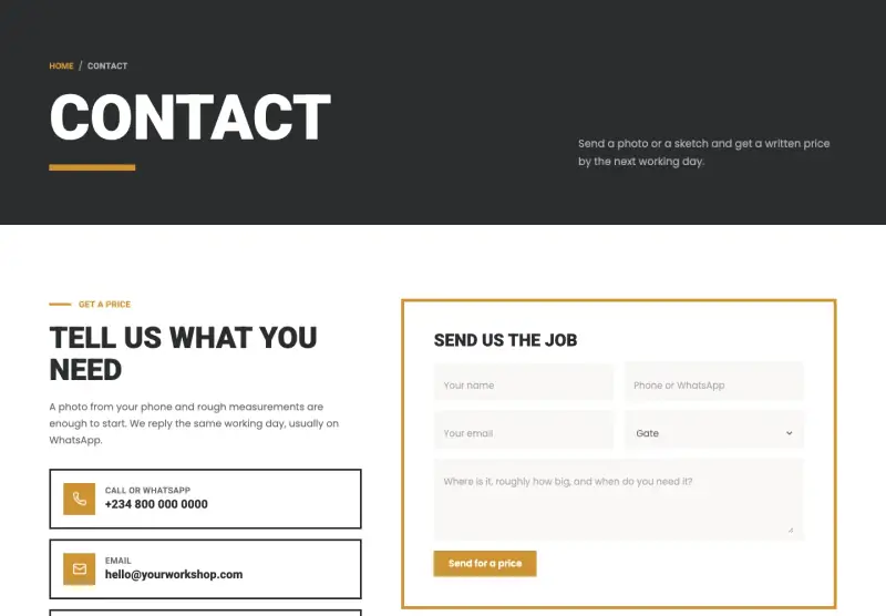 Forge, Contact page