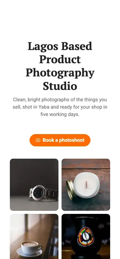 Glint website template on a phone