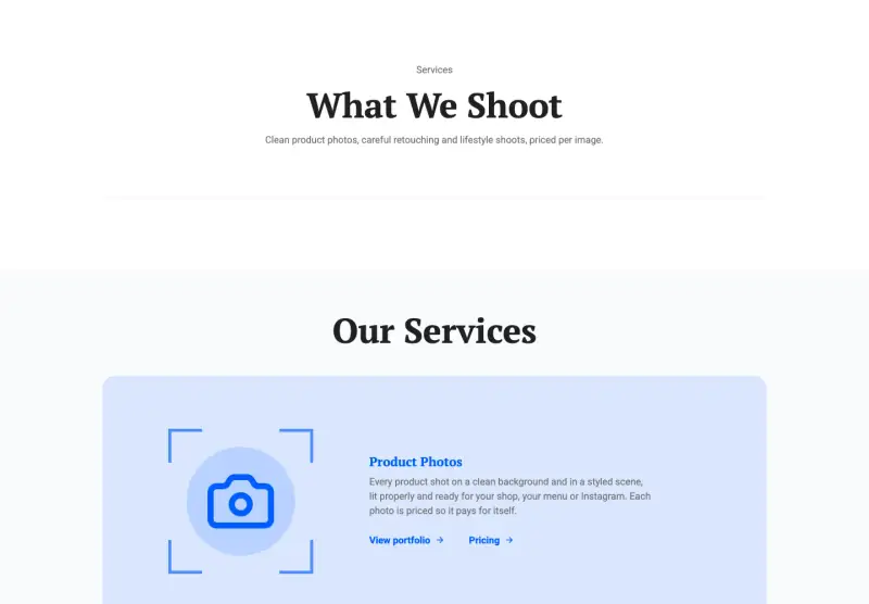 Glint, Services page