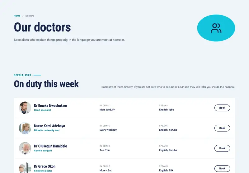 Harbour, Doctors page