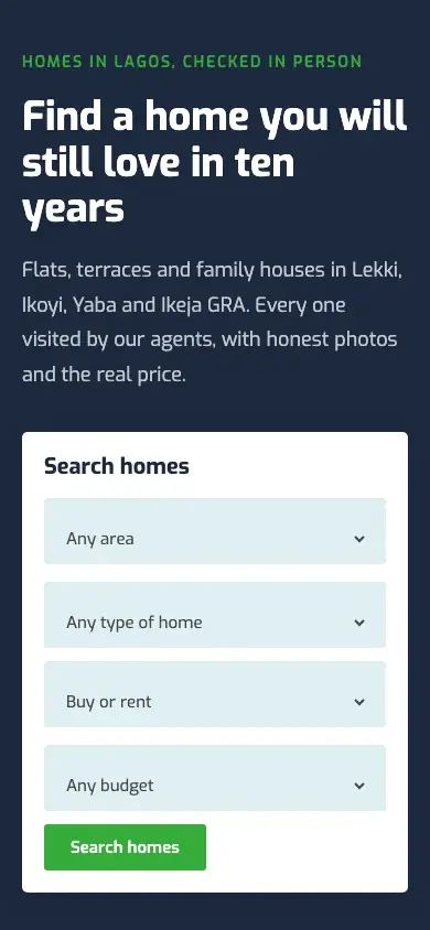 Haven website template on a phone