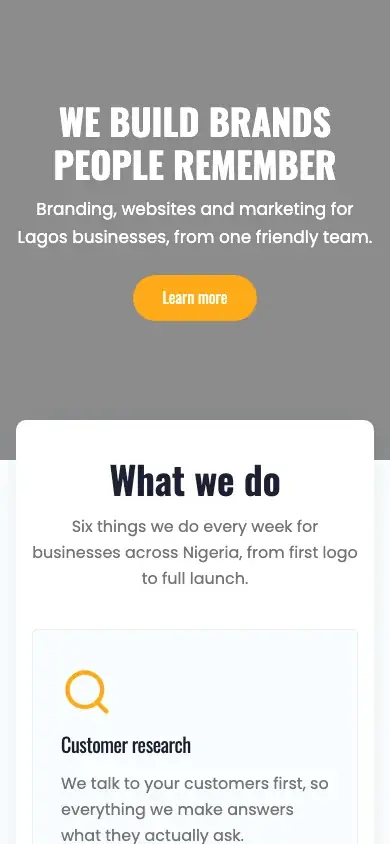 Kite website template on a phone