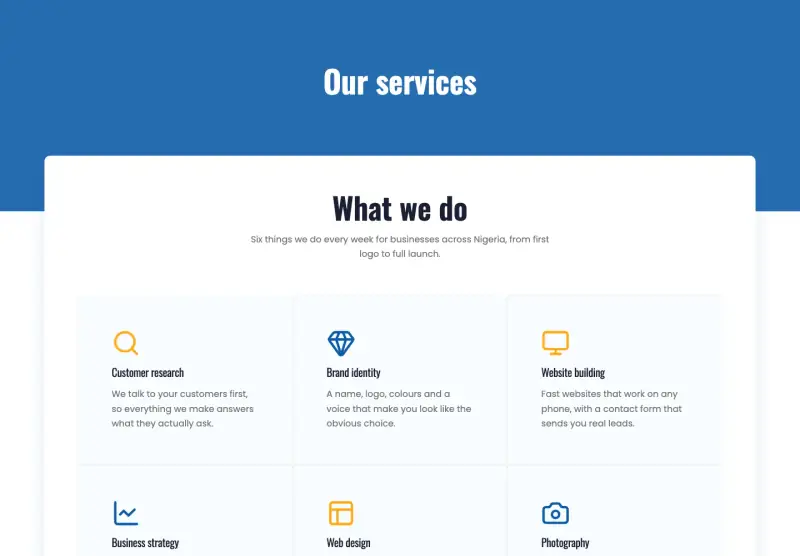 Kite, Services page