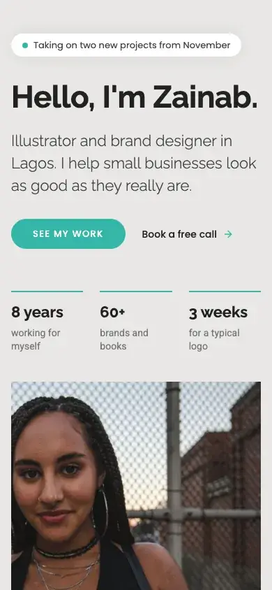 Linen website template on a phone