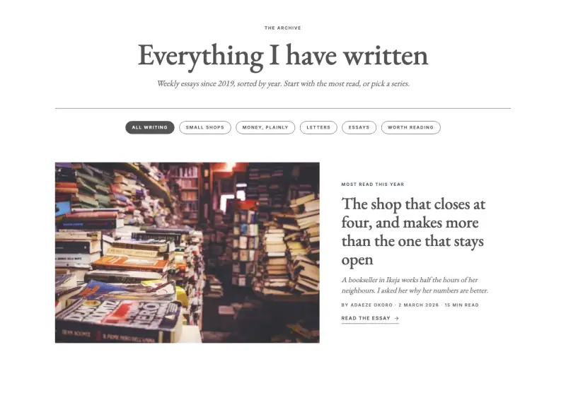 Margin, Articles page