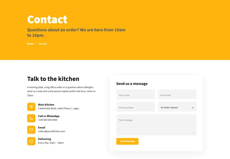 Munch, Contact page