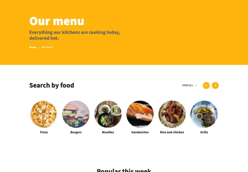 Munch, Menu page