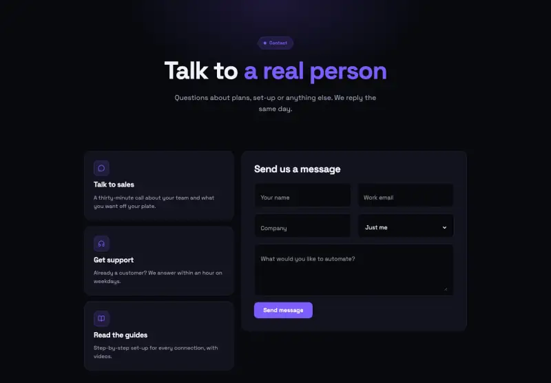 Nexus, Contact page
