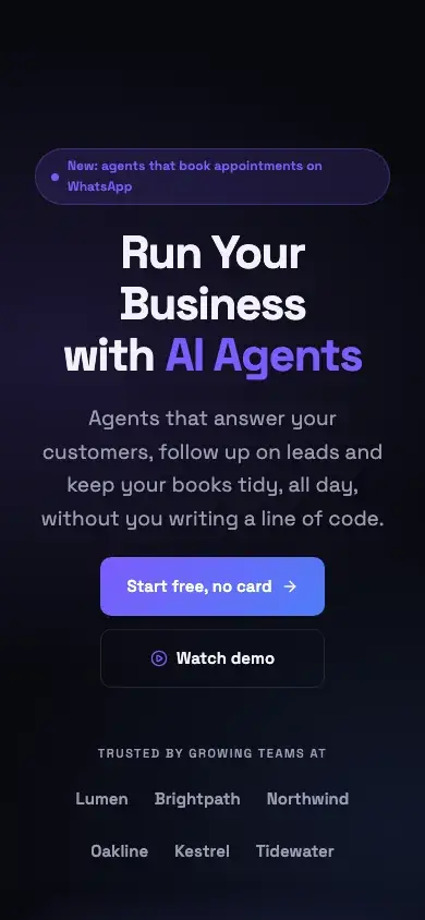 Nexus website template on a phone