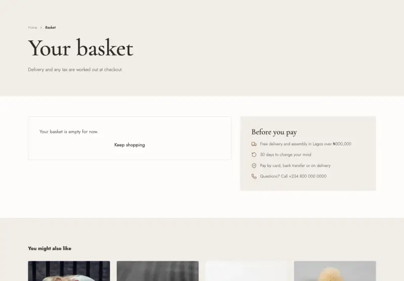 Nook, Basket page