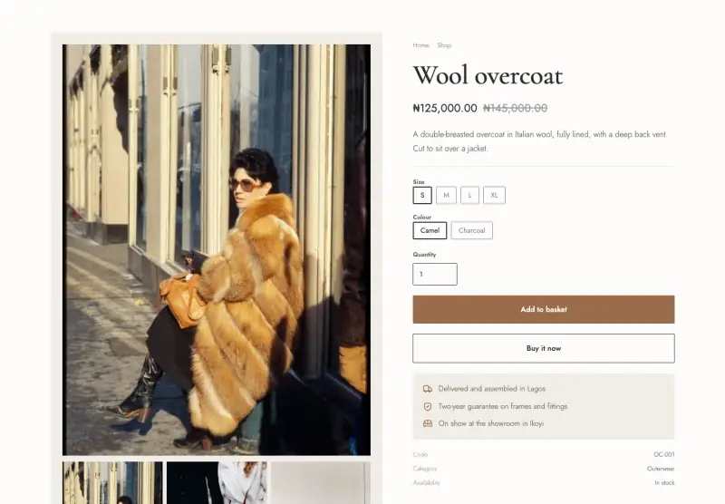 Nook, Product page