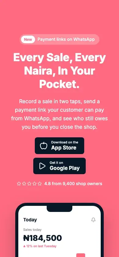 Pocket website template on a phone