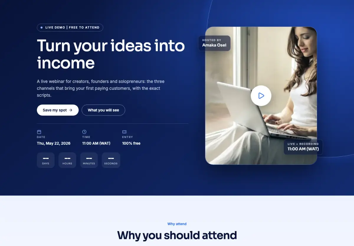 Preview of the Product demo template