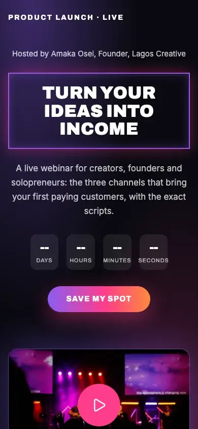 Product launch template on a phone