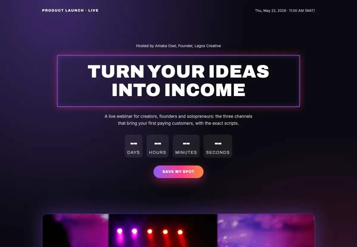 Preview of the Product launch template