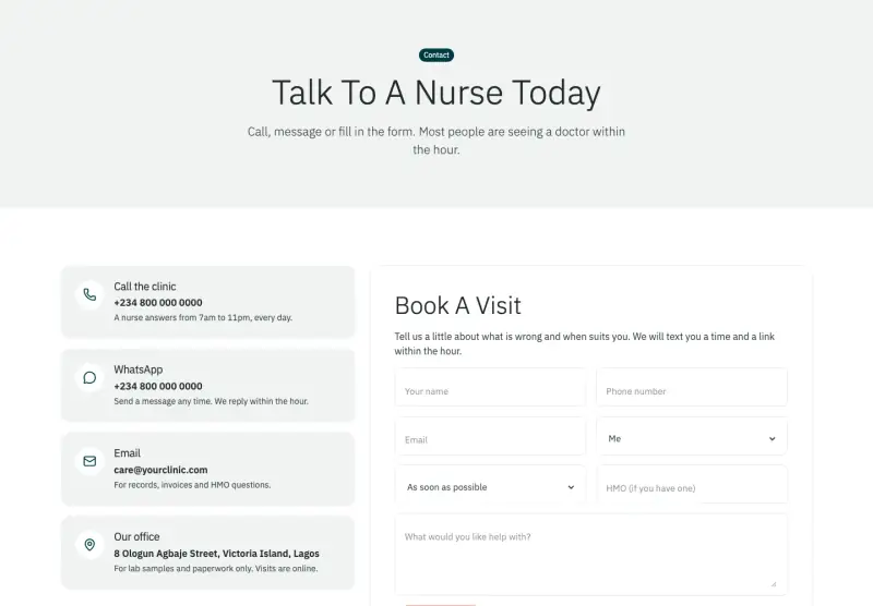 Remedy, Contact page