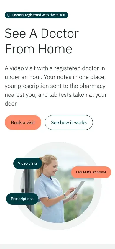Remedy website template on a phone
