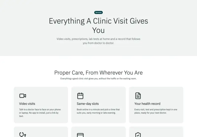 Remedy, Services page