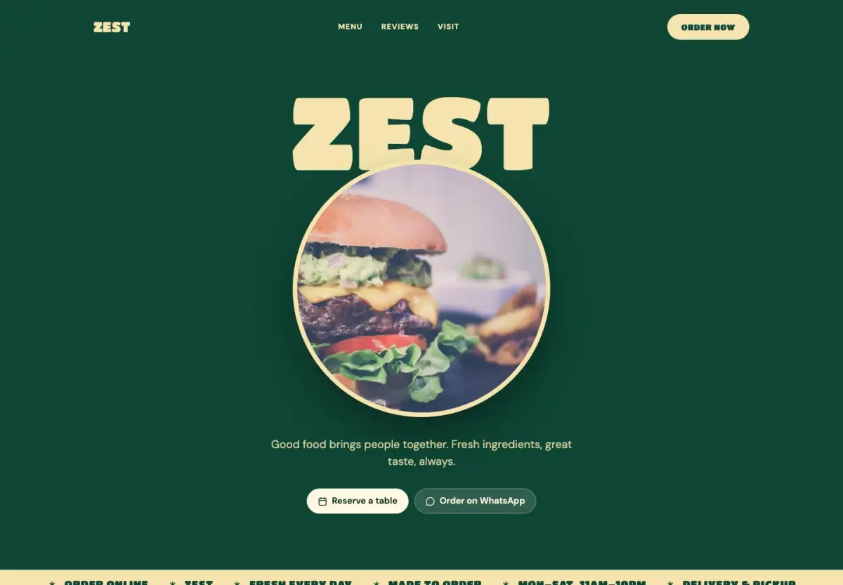 Preview of the Restaurant Menu template