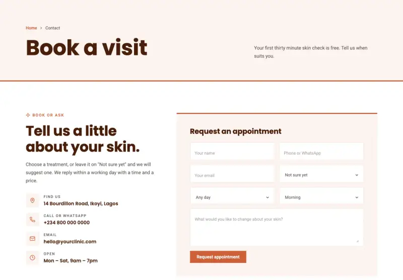 Rosehip, Contact page