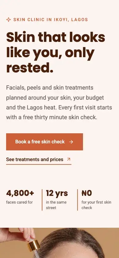 Rosehip website template on a phone
