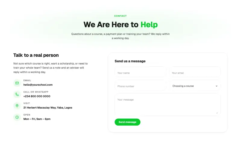 Sprout, Contact page