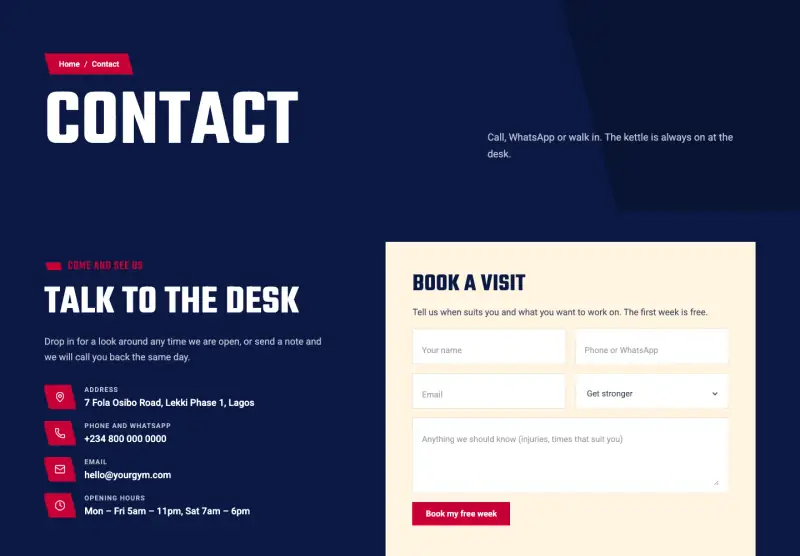 Torque, Contact page