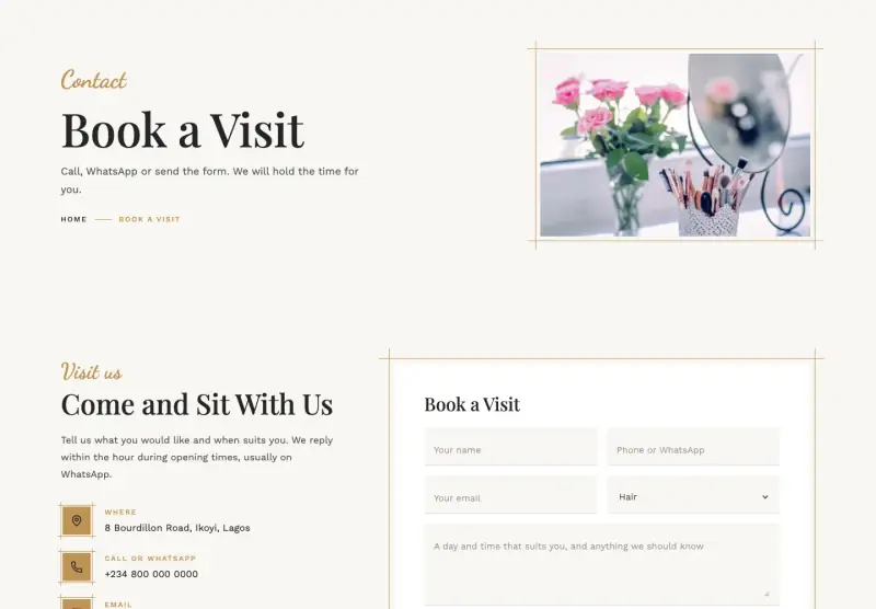 Velvet, Contact page
