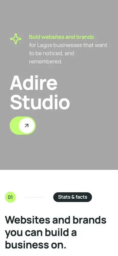 Verve website template on a phone
