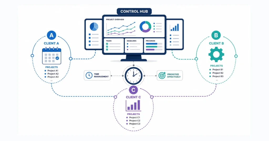 Consultants Manage Multiple Client Projects 