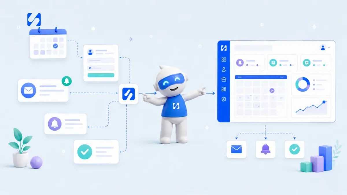 Chip in the middle of an automation that takes form entries, emails and reminders and sends them to one dashboard