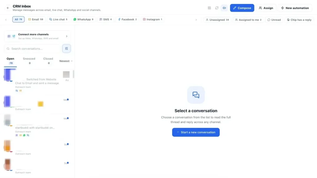 startbuddi app screen: Customers inbox