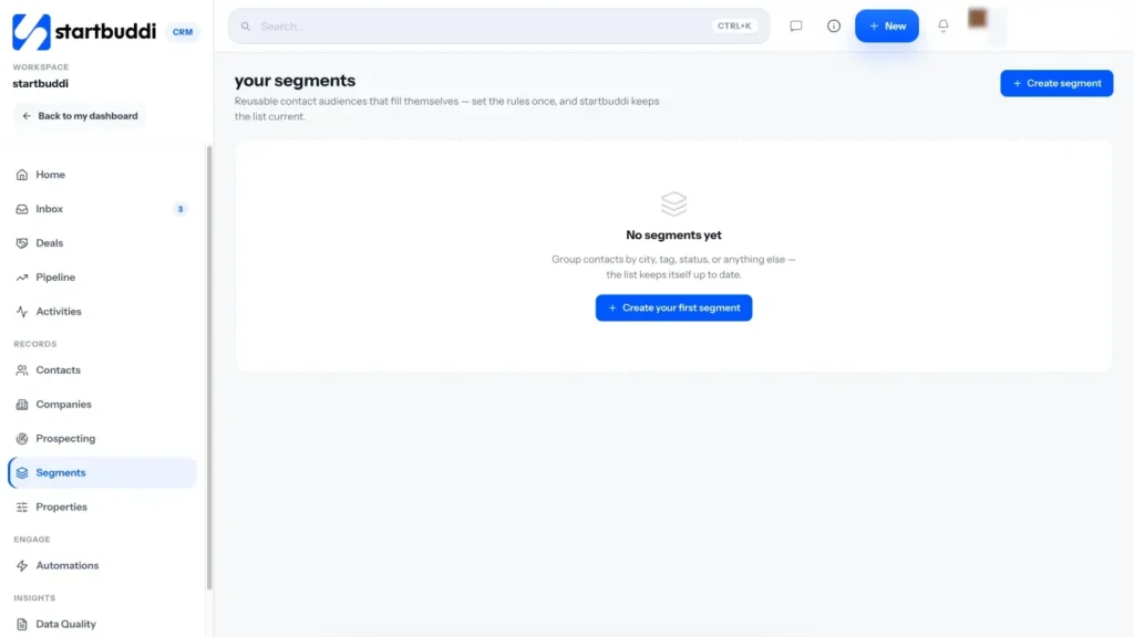 startbuddi app screen: Customers segments