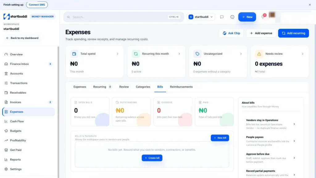startbuddi app screen: Money bills