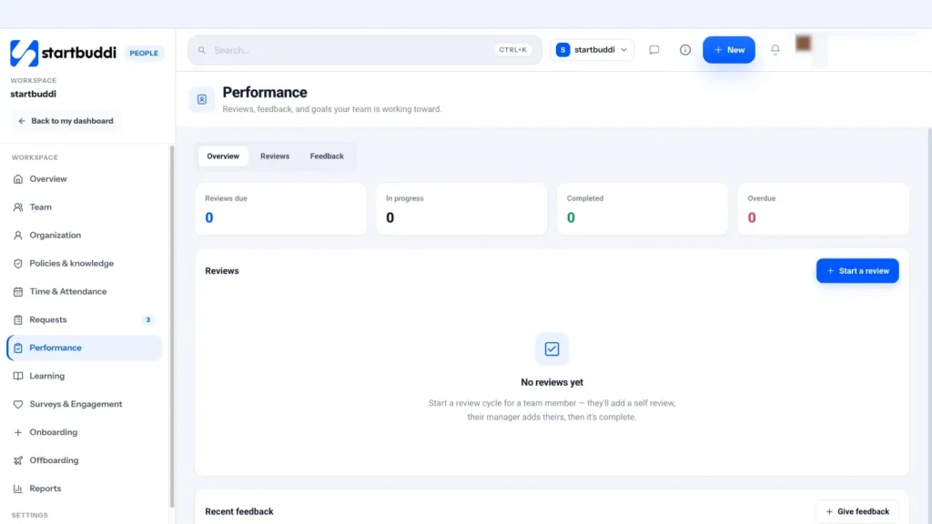 startbuddi app screen: People performance